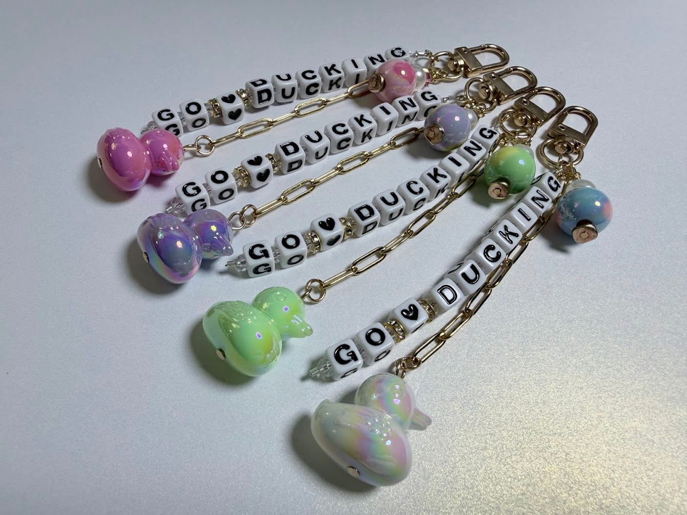 White "Go Ducking" Bag Charm