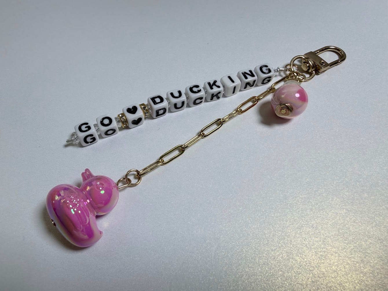 Pink "Go Ducking" Bag Charm