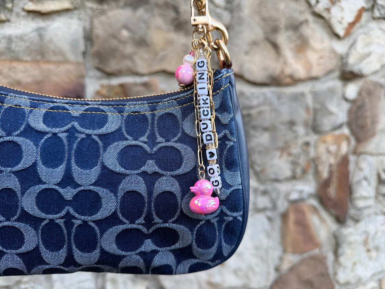 Pink "Go Ducking" Bag Charm