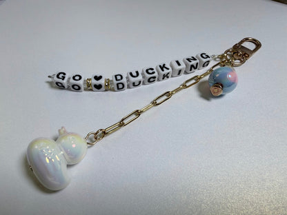 White "Go Ducking" Bag Charm