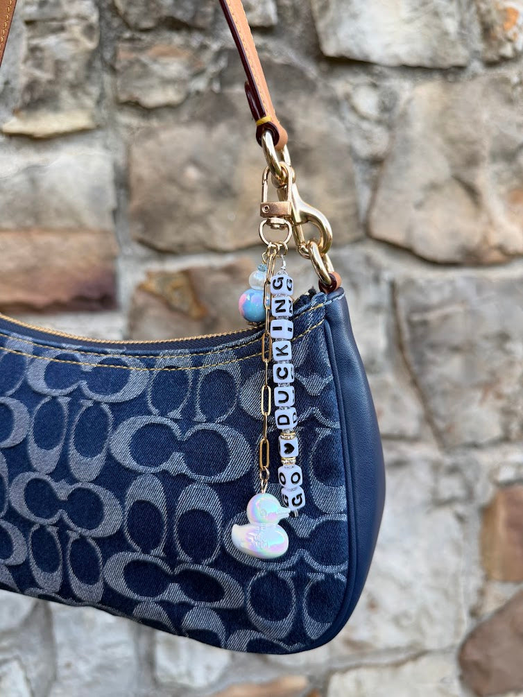 White "Go Ducking" Bag Charm